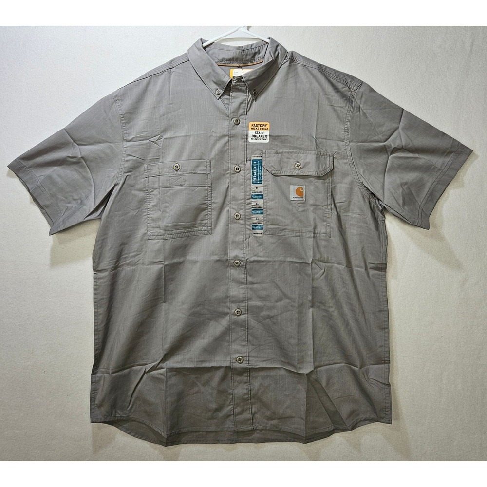 Carhartt Force Ridgefield Short Sleeve Btn Dwn Shirt, Men's Size XL, Gray, NWT